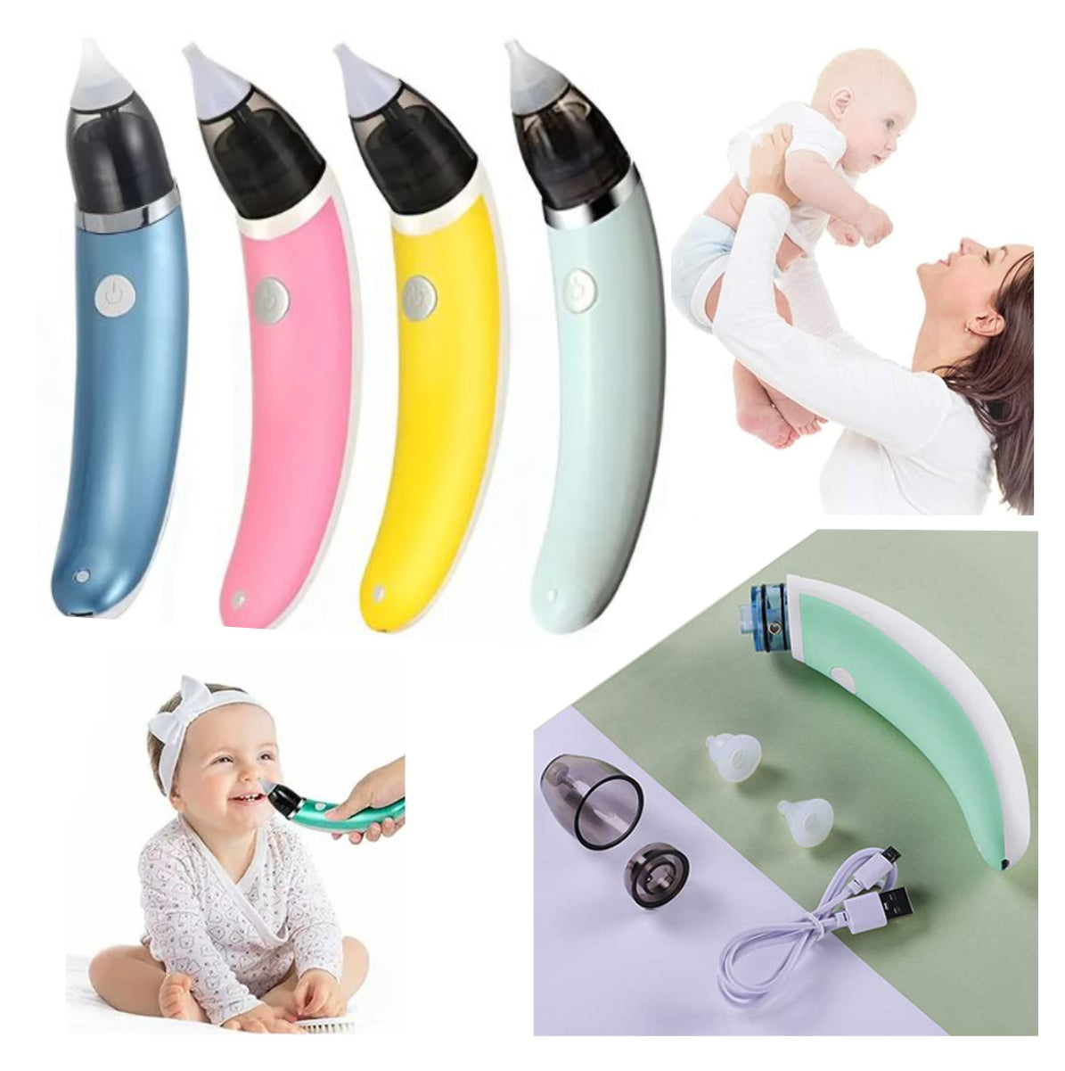 Aspirador Nasal Eléctrico para Bebé — Nariz Despejada, Bebé Tranquilo